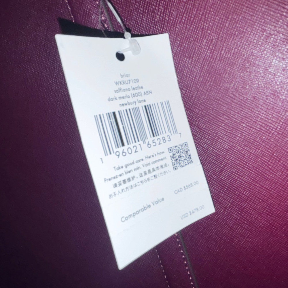 NWT Kate Spade Plum Tote Saffiano Tote Bag - Picture 5 of 6